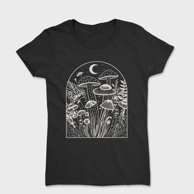 Mushrooms Moon Monochrome, Women's T-Shirt