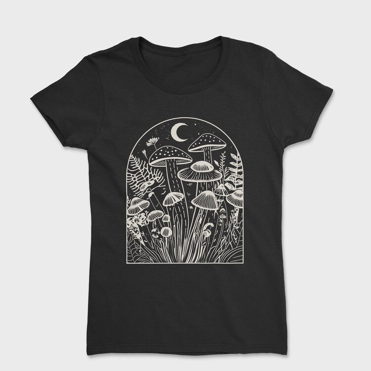 Mushrooms Moon Monochrome, Women's T-Shirt