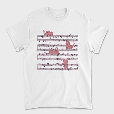 Music Sheet Cats, Unisex Men's T-Shirt