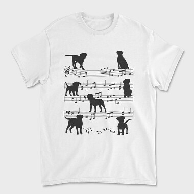 Music Staff Dogs, Unisex Men's T-Shirt