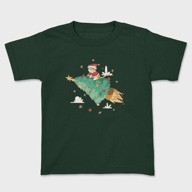 Santa Cat Christmas Tree, Kids' T-Shirt