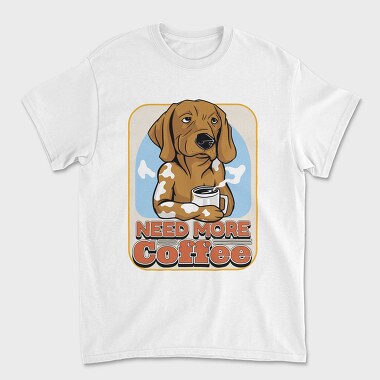 Need More Coffee Dog, Unisex Men's T-Shirt