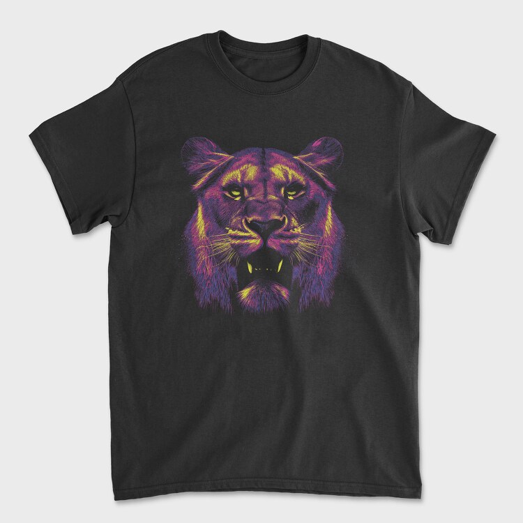 Neon Lion, Unisex Men's T-Shirt