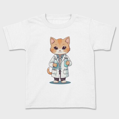 Kids' T-Shirt, Scientist Cat