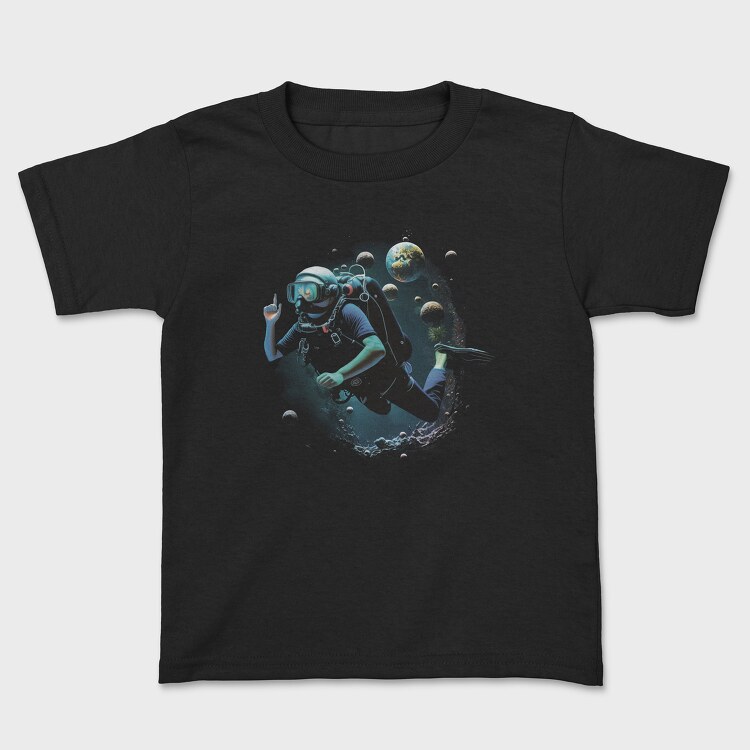 Sea Diver Diving Between Planets, Kids' T-Shirt