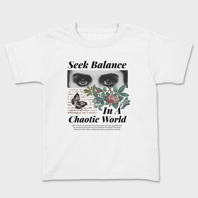 Seek Balance in a Chaoitic World, Kids' T-Shirt