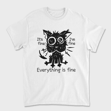 Shaggy Cat Everything Is Fine, Unisex Men's T-Shirt