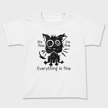 Shaggy Cat Everything Is Fine, Kids' T-Shirt