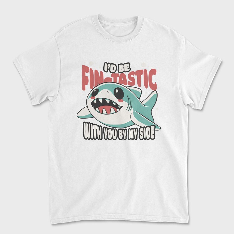Shark Cute Valentines, Унисекс Мъжка Тениска