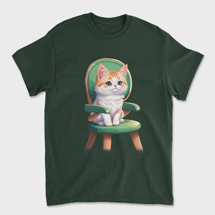 Sitting Cat on Chair, Unisex Men's T-Shirt