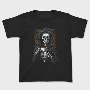 Skeleton Coffee Grave, Kids' T-Shirt