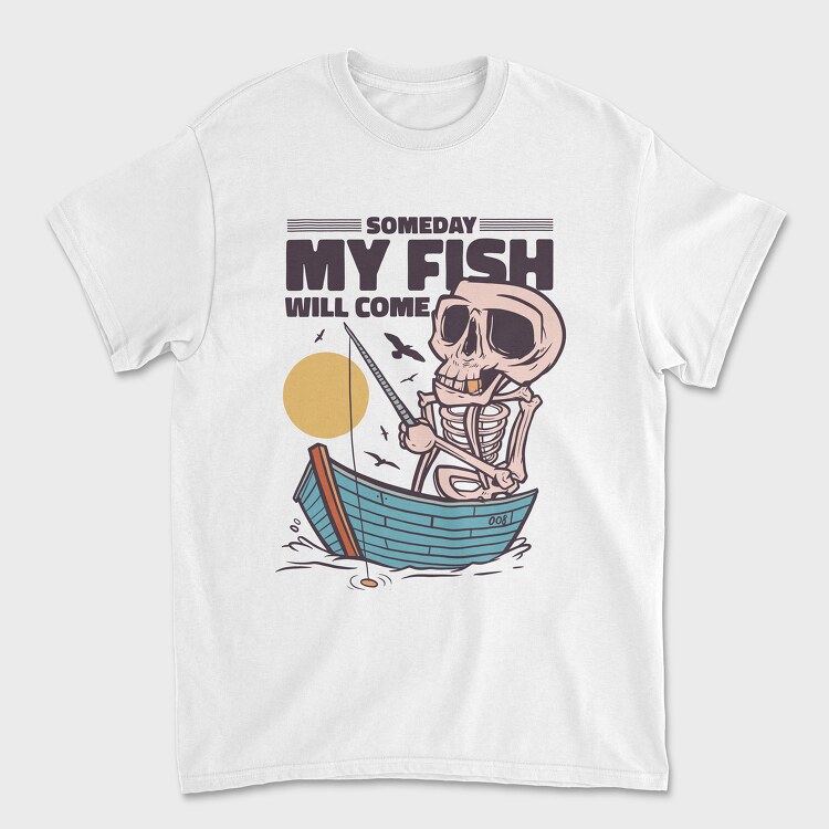 Skeleton Fishing, Унисекс Мъжка Тениска