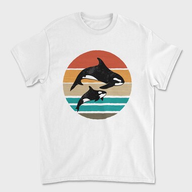 Orca Family Sunset, Unisex Men's T-Shirt