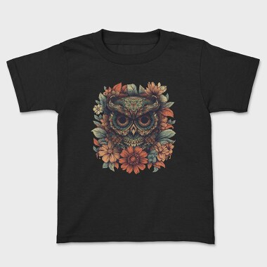 Owl Flowers Skull, Kids' T-Shirt