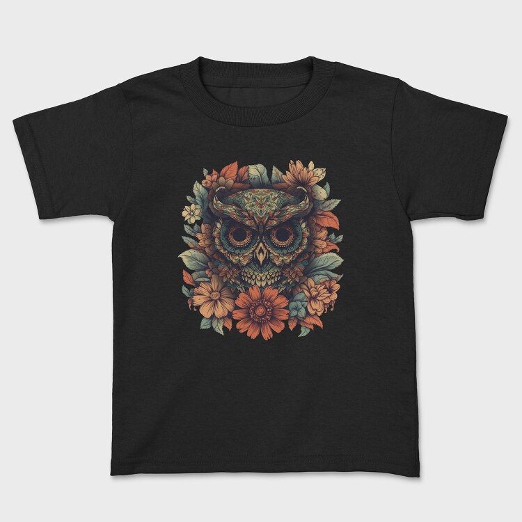 Owl Flowers Skull, Детска Тениска