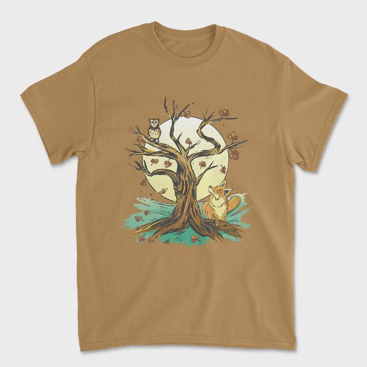 Owl Fox Tree, Унисекс Мъжка Тениска