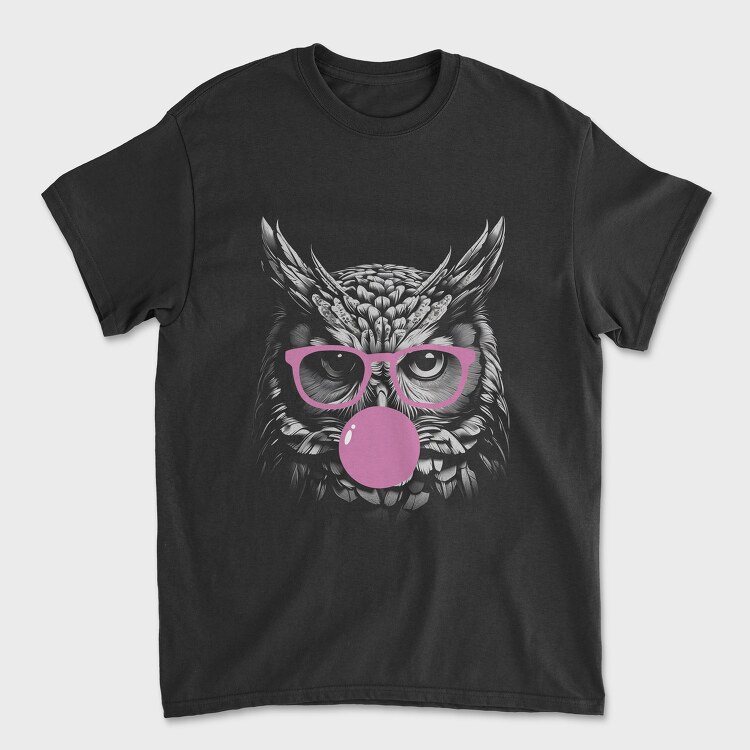 Owl Monochrome Bubblegum, Унисекс Мъжка Тениска