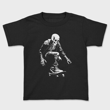 Skeleton Skater Monochrome, Kids' T-Shirt