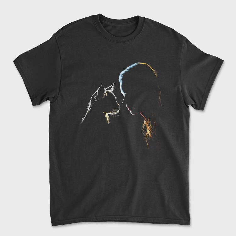 Person and Cat, Unisex Men's T-Shirt