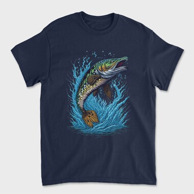 Pike Fish Jump, Unisex Men's T-Shirt