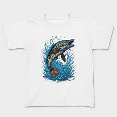 Pike Fish Jump, Kids' T-Shirt