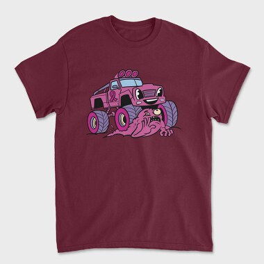 Unisex Men's T-Shirt, Pink Monster Truck