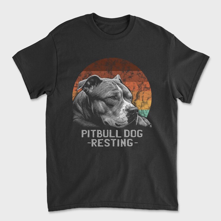 Pitbull Dog Resting, Unisex Men's T-Shirt