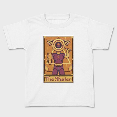 Pixelart Tarot Card the Skater, Kids' T-Shirt