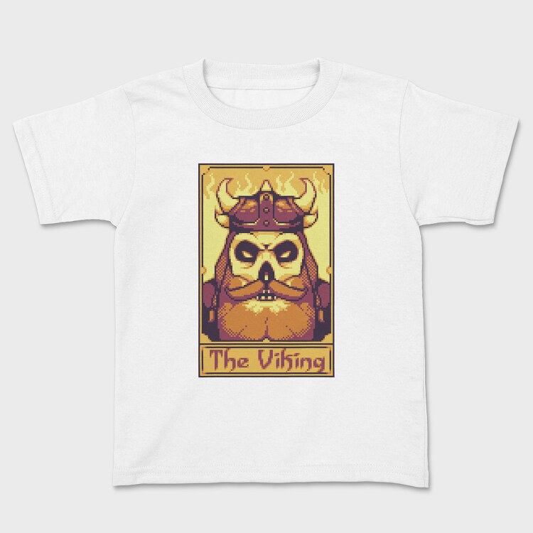 Pixelart Tarot Card the Viking, Kids' T-Shirt