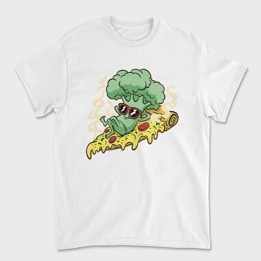 Pizza Brocoli Cartoon, Унисекс Мъжка Тениска
