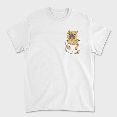 Pug in Pocket, Unisex Men's T-Shirt