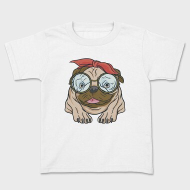 Pug With Glasses, Kids' T-Shirt