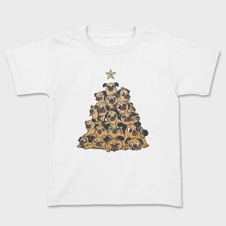 Pugs Christmas Tree, Kids' T-Shirt