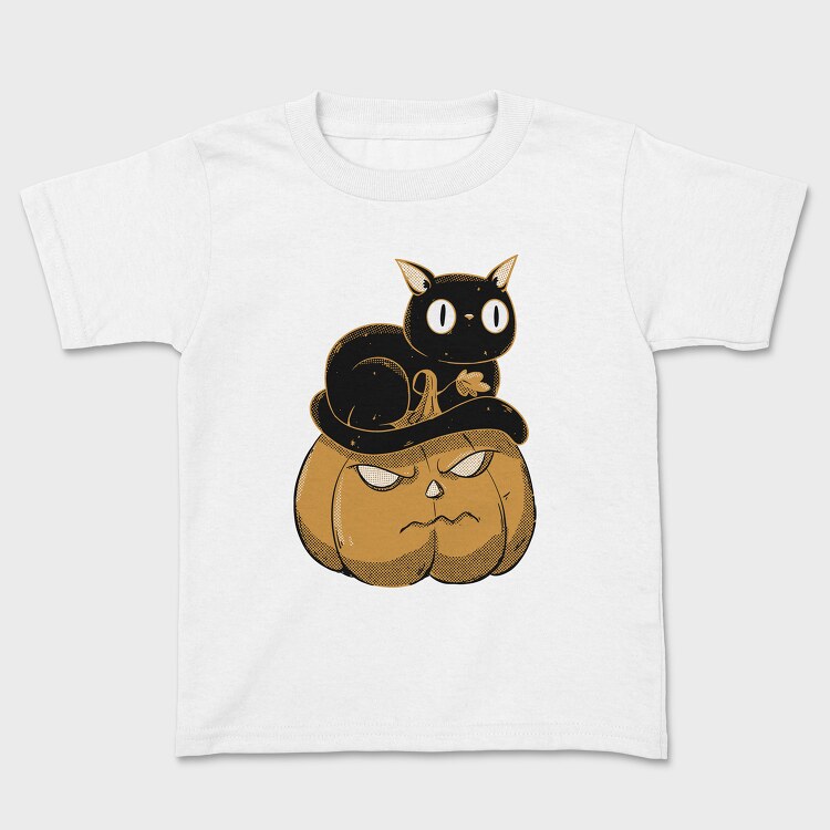 Pumpkin and Cute Black Cat, Kids' T-Shirt