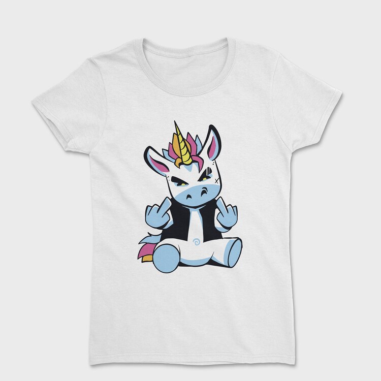 Punk Unicorn Middle Finger, Дамска Тениска