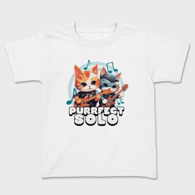 Purrfect Solo Cats Guitar, Kids' T-Shirt