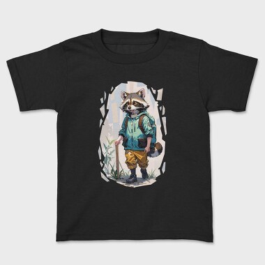 Raccoon Hiking, Kids' T-Shirt