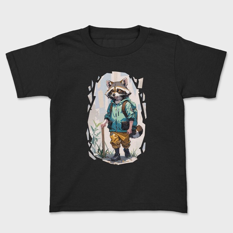 Raccoon Hiking, Kids' T-Shirt