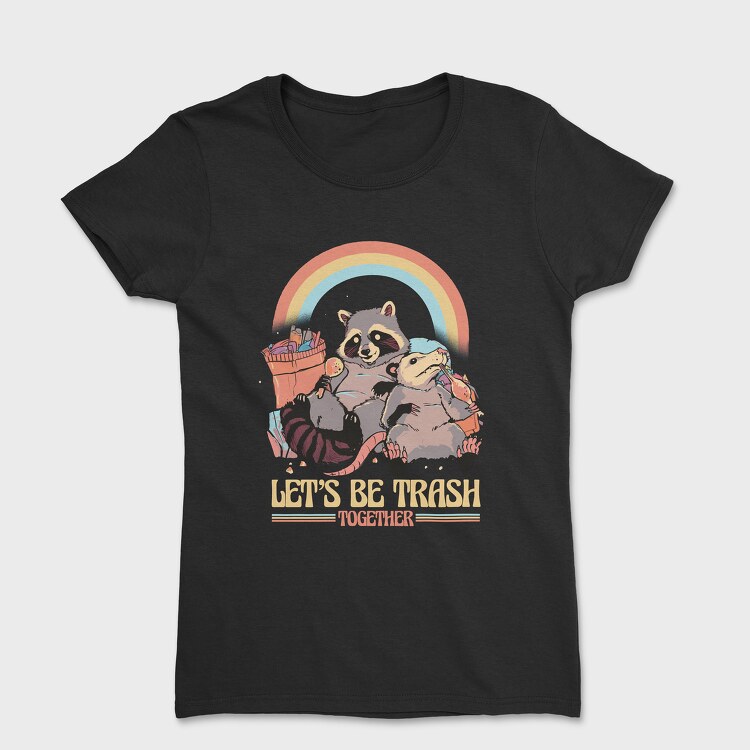 Raccoon Possum Garbage Rainbow, Women's T-Shirt