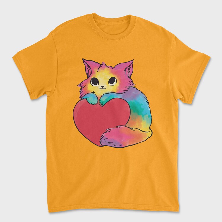 Rainbow Cat Heart, Unisex Men's T-Shirt
