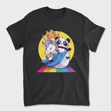Rainbow Cute Animals, Unisex Men's T-Shirt