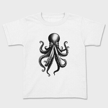 Octopus Monochrome, Kids' T-Shirt