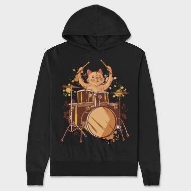 Drummer Cat, Unisex Men's Hoodie