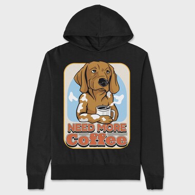 Need More Coffee Dog, Unisex Men's Hoodie