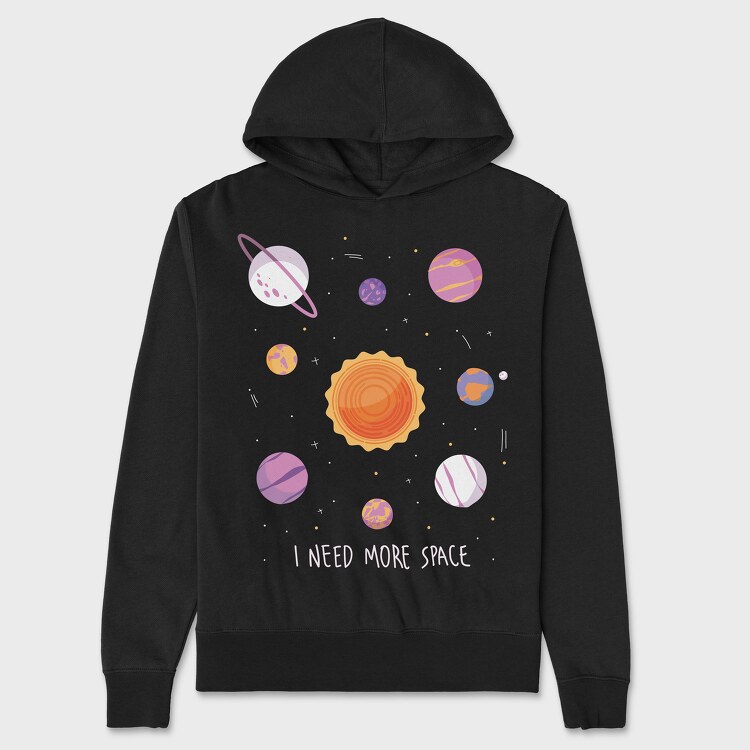 Need More Space Solar System, Unisex Men's Hoodie