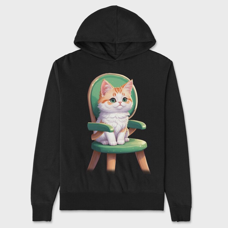 Sitting Cat on Chair, Унисекс Мъжко Суичър