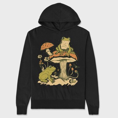 Mushrooms Frogs Nature, Unisex Men's Hoodie