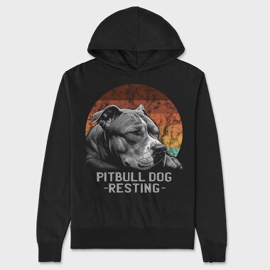 Pitbull Dog Resting, Unisex Men's Hoodie