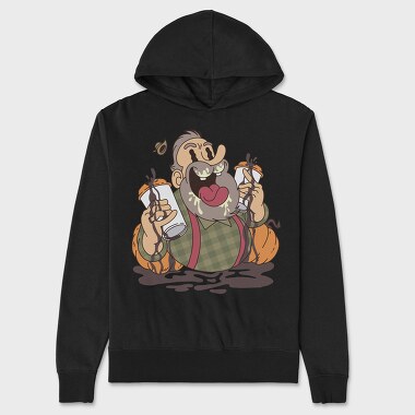 Cartoon Coffee Pumpkin, Unisex Men's Hoodie