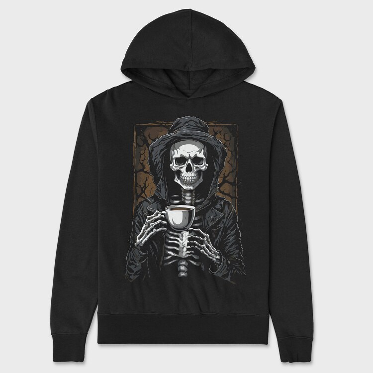 Skeleton Coffee Grave, Unisex Men's Hoodie